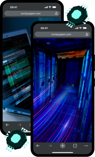 two cellphones with network connectivity graphics